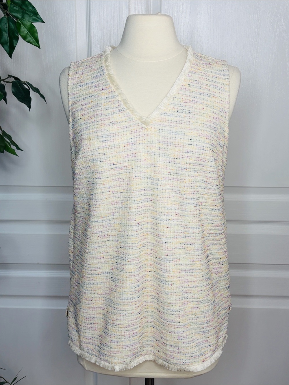 Belle by Kim Gravel Class & Sass Spring Tweed Stretch Tank ~ Natural